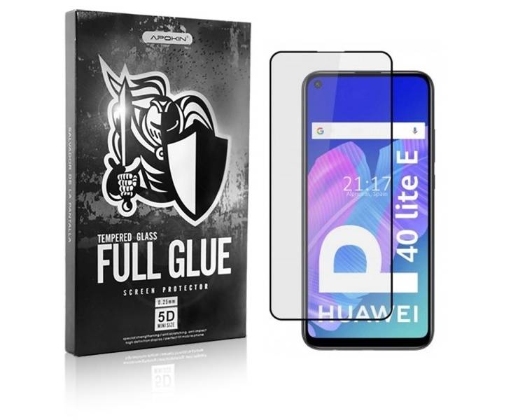Cristal templado Full Glue 5D Huawei P40 Lite E Protector de Pantalla Curvo Negro