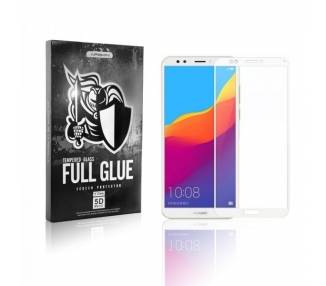 Cristal templado Full Glue 5D Huawei Y5 2018 Protector de Pantalla Curvo Blanco