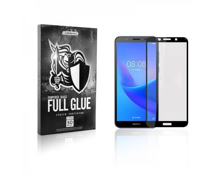 Cristal templado Full Glue 5D Huawei Y5 2018 Protector de Pantalla Curvo Negro