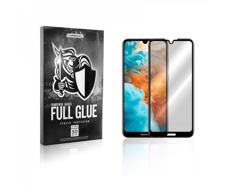 Cristal templado Full Glue 5D Huawei Y6 2019 Protector de Pantalla Curvo Negro