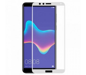 Cristal templado Full Glue 5D Huawei Y9 2018 Protector de Pantalla Curvo Blanco