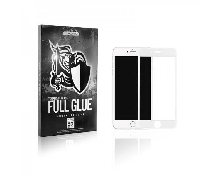 Cristal templado Full Glue 5D Iphone 6 Plus Protector de Pantalla Curvo Blanco
