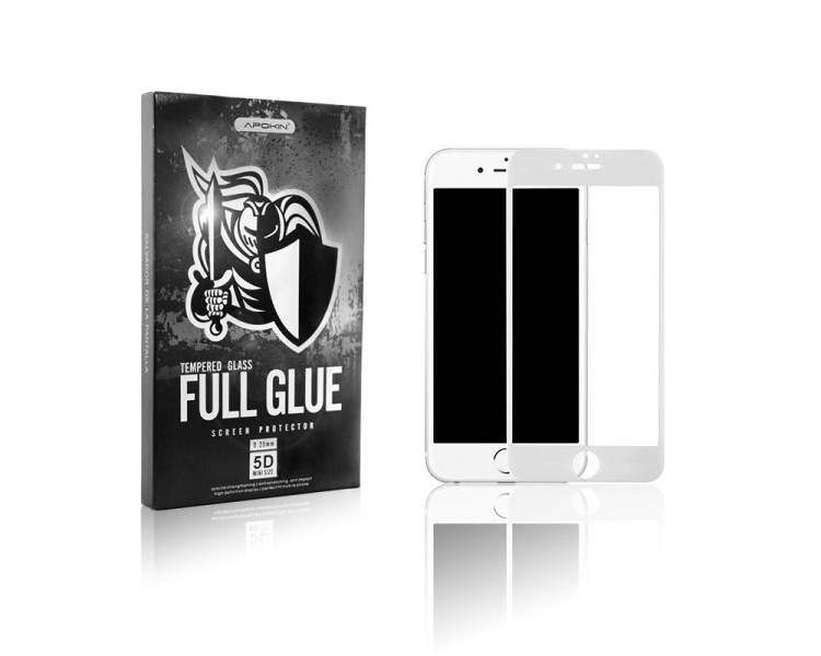 Cristal templado Full Glue 5D Iphone 7 / 8 Protector de Pantalla Curvo Blanco