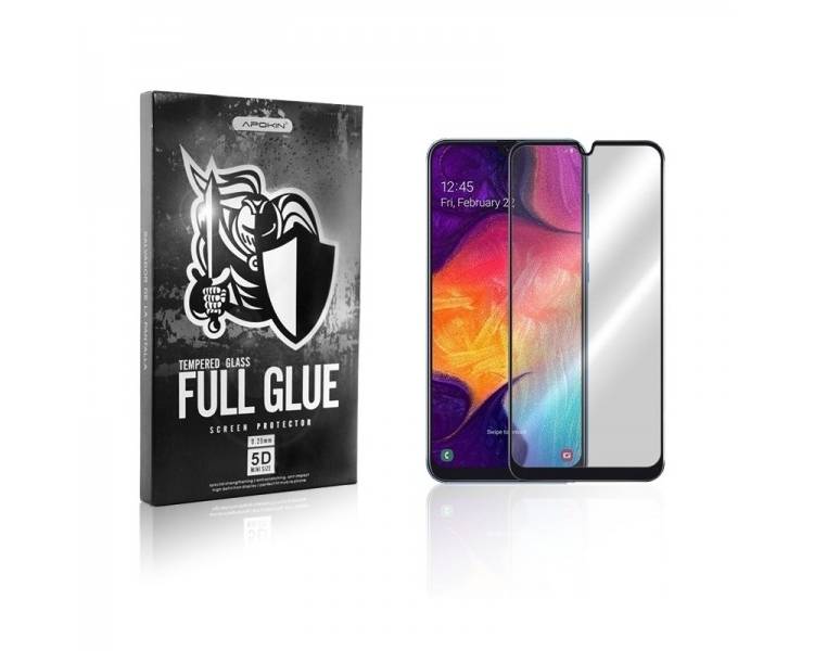 Cristal templado Full Glue 5D Samsung Galaxy A20 / A30 / A50 Protector de Pantalla Curvo Negro