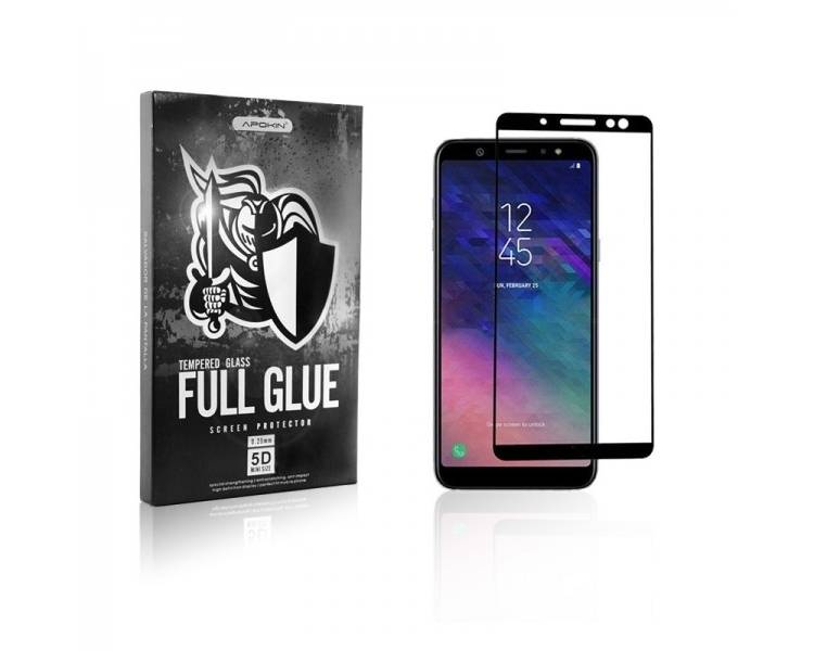 Cristal templado Full Glue 5D Samsung Galaxy A6 Plus 2018 Protector de Pantalla Curvo Negro