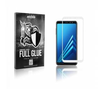 Cristal templado Full Glue 5D Samsung Galaxy A8 2018 Protector de Pantalla Curvo Blanco