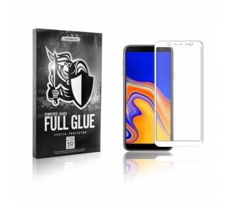 Cristal templado Full Glue 5D Samsung Galaxy J4 2018 Protector de Pantalla Curvo Blanco