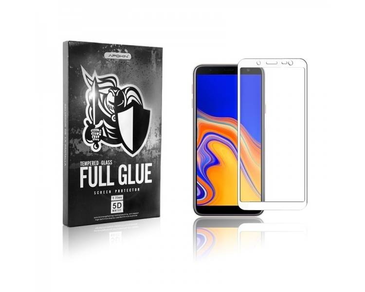 Cristal templado Full Glue 5D Samsung Galaxy J4 2018 Protector de Pantalla Curvo Blanco