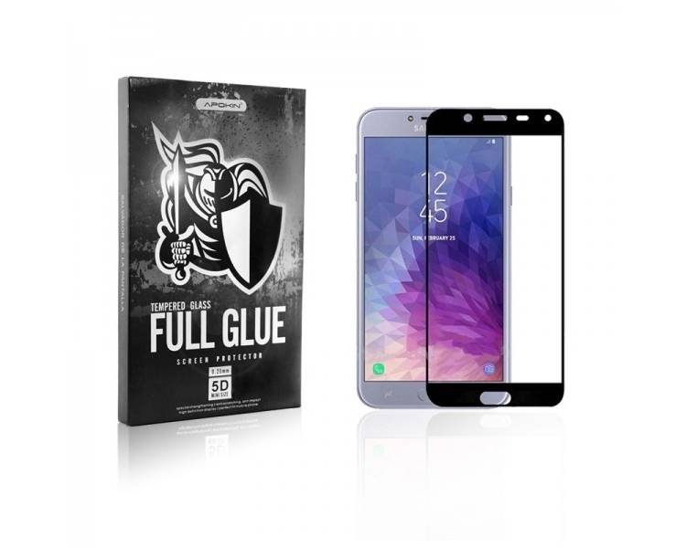 Cristal templado Full Glue 5D Samsung Galaxy J4 2018 Protector de Pantalla Curvo Negro