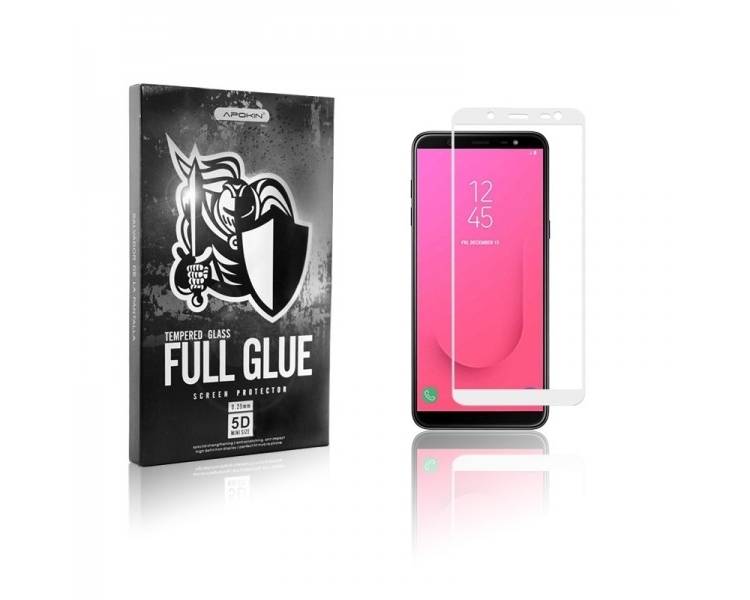 Cristal templado Full Glue 5D Samsung Galaxy J6 2018 Protector de Pantalla Curvo Blanco
