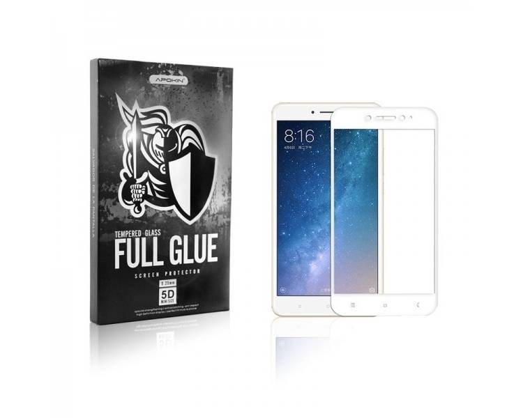 Cristal templado Full Glue 5D Xiaomi Mi Max 2 Protector de Pantalla Curvo Blanco