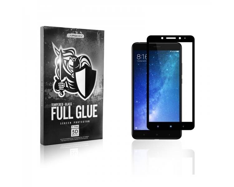 Cristal templado Full Glue 5D Xiaomi Mi Max 2 Protector de Pantalla Curvo Negro