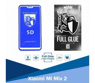 Cristal templado Full Glue 5D Xiaomi Mi Mix 2 Protector de Pantalla Curvo Blanco