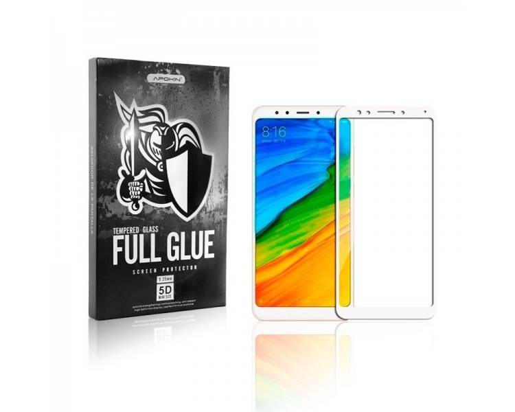 Cristal templado Full Glue 5D Xiaomi Redmi 5 Protector de Pantalla Curvo Blanco