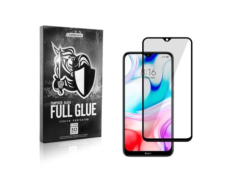 Cristal templado Full Glue 5D Xiaomi Redmi 8/8A Protector de Pantalla Curvo Negro
