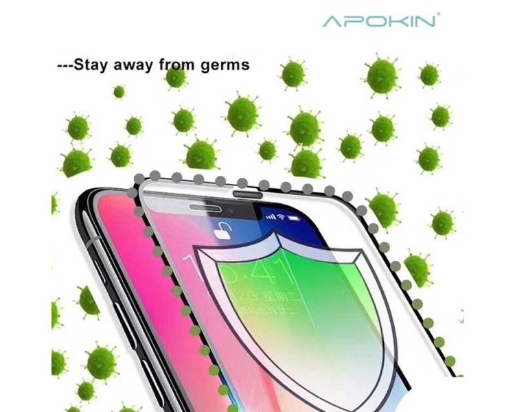 Cristal templado Full Glue Anti-Bacterias iPhone SE 2020 Protector de Pantalla Curvo Negro
