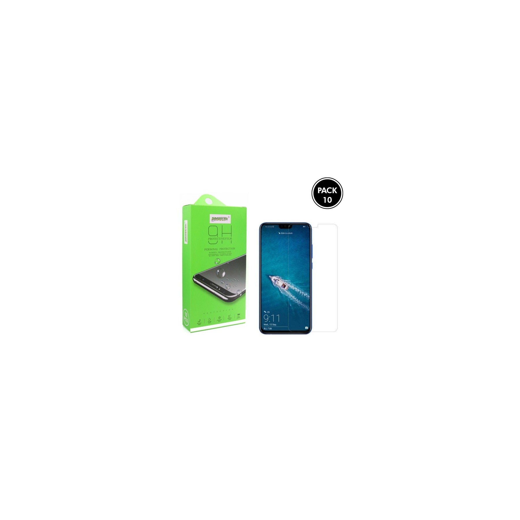Cristal templado Huawei Y9 2019 Protector de Pantalla - Pack 10 uds.