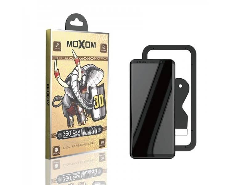 Cristal templado MOXOM 3D 360º Glue Samsung Galaxy Note 9 Protector de Pantalla Curvo Color Negro