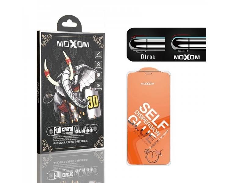 Cristal templado MOXOM 3D iPhone 6 / 6S / 7 / 8 Protector de Pantalla con Borde Curvo Color Blanco