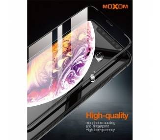 Cristal templado MOXOM 3D iPhone 6 / 6S / 7 / 8 Protector de Pantalla con Borde Curvo Color Negro