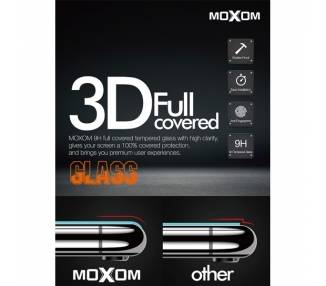 Cristal templado MOXOM 3D iPhone 6 / 6S / 7 / 8 Protector de Pantalla con Borde Curvo Color Negro