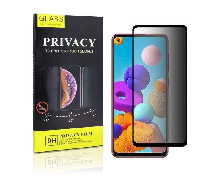 Cristal templado Privacidad Samsung Galaxy A21S Protector de Pantalla 5D Curvo