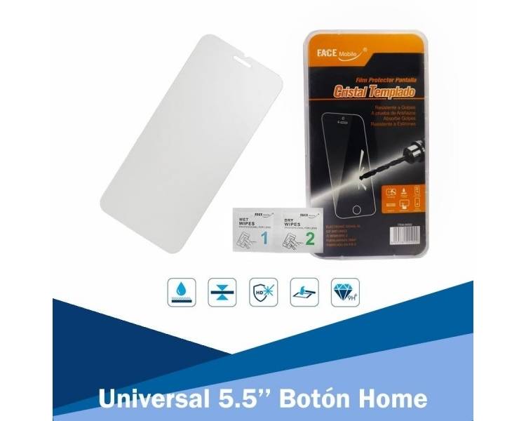 Cristal templado Universal 5.5'' Botón Home Protector de Pantalla