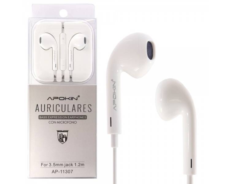 Pack de 12 Auriculares con Micrófono APOKIN 11307 - Blanco