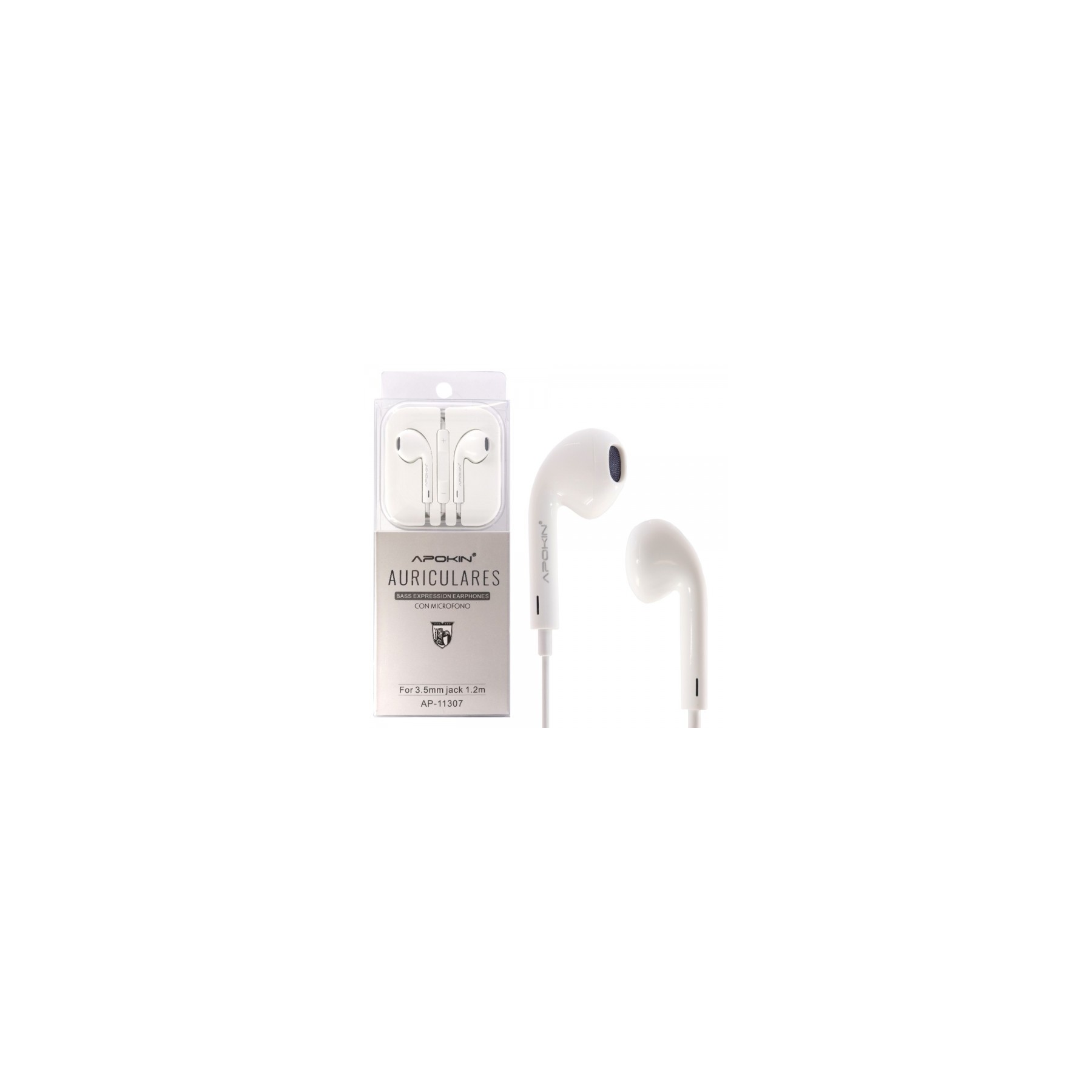 Pack de 12 Auriculares con Micrófono APOKIN 11307 - Blanco