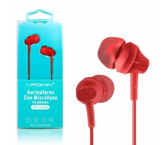 Pack de 12 Auriculares con Micrófono APOKIN AP-11475 Rojo