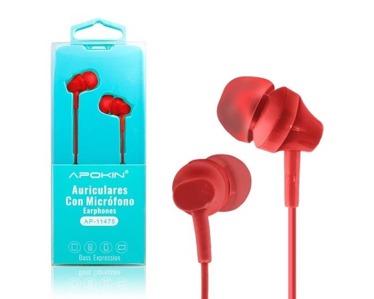 Pack de 12 Auriculares con Micrófono APOKIN AP-11475 Rojo