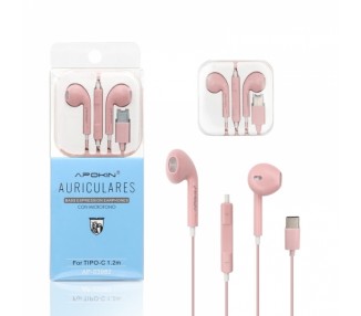 Pack de 12 Auriculares con Micrófono APOKIN Conector Tipo C - 4 colores
