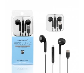 Pack de 12 Auriculares con Micrófono APOKIN Conector Tipo C - 4 colores