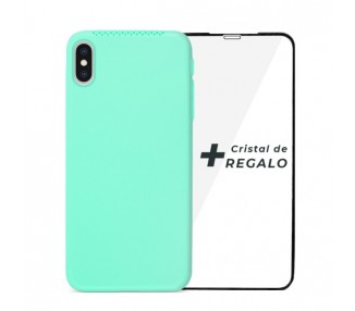 Duo iPhone XS Max Funda Silicona Suave con Perfume + Cristal Templado Completo disponible en 4 Colores