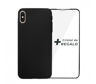 Duo iPhone X/Xs Funda Silicona Suave con Perfume + Cristal Templado Completo 