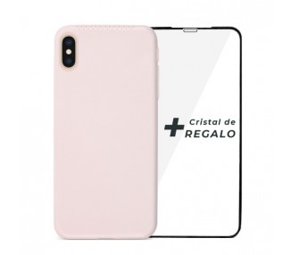 Duo iPhone X/Xs Funda Silicona Suave con Perfume + Cristal Templado Completo 