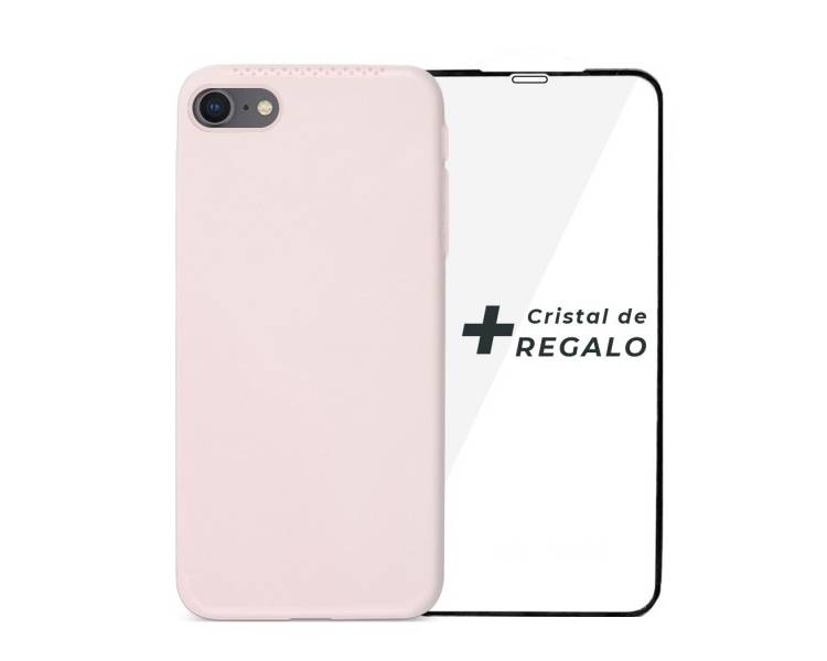 Duo iPhone 7/8/SE 2020 Funda Silicona Suave con Perfume + Cristal Templado Completo disponible en 4 Colores