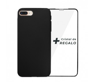 Duo iPhone 7/8 Plus Funda Silicona Suave con Perfume Cristal Templado Completo 