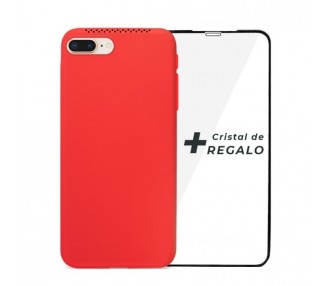 Duo iPhone 7/8 Plus Funda Silicona Suave con Perfume Cristal Templado Completo 