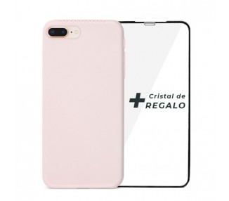 Duo iPhone 7/8 Plus Funda Silicona Suave con Perfume Cristal Templado Completo 