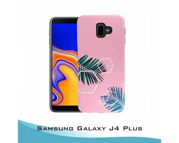 Funda Samsung Galaxy J4 Plus Gel 2 piezas Hojas