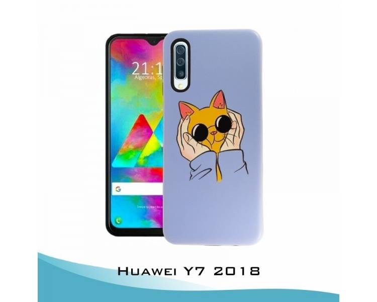 Funda Huawei Y7 2018 Gel relieve Gato