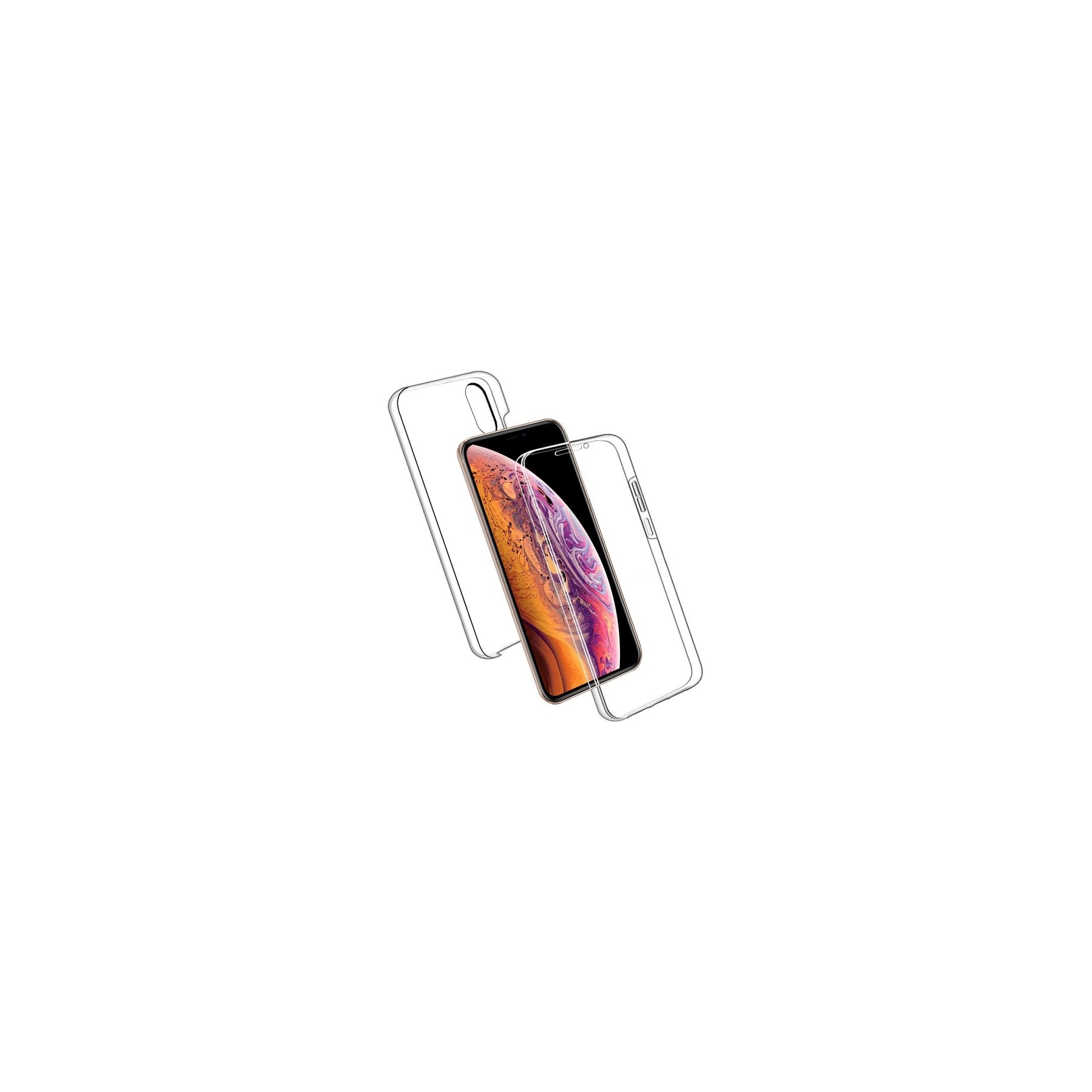 Funda Doble iPhone XS MAX Silicona Transparente Delantera y Trasera