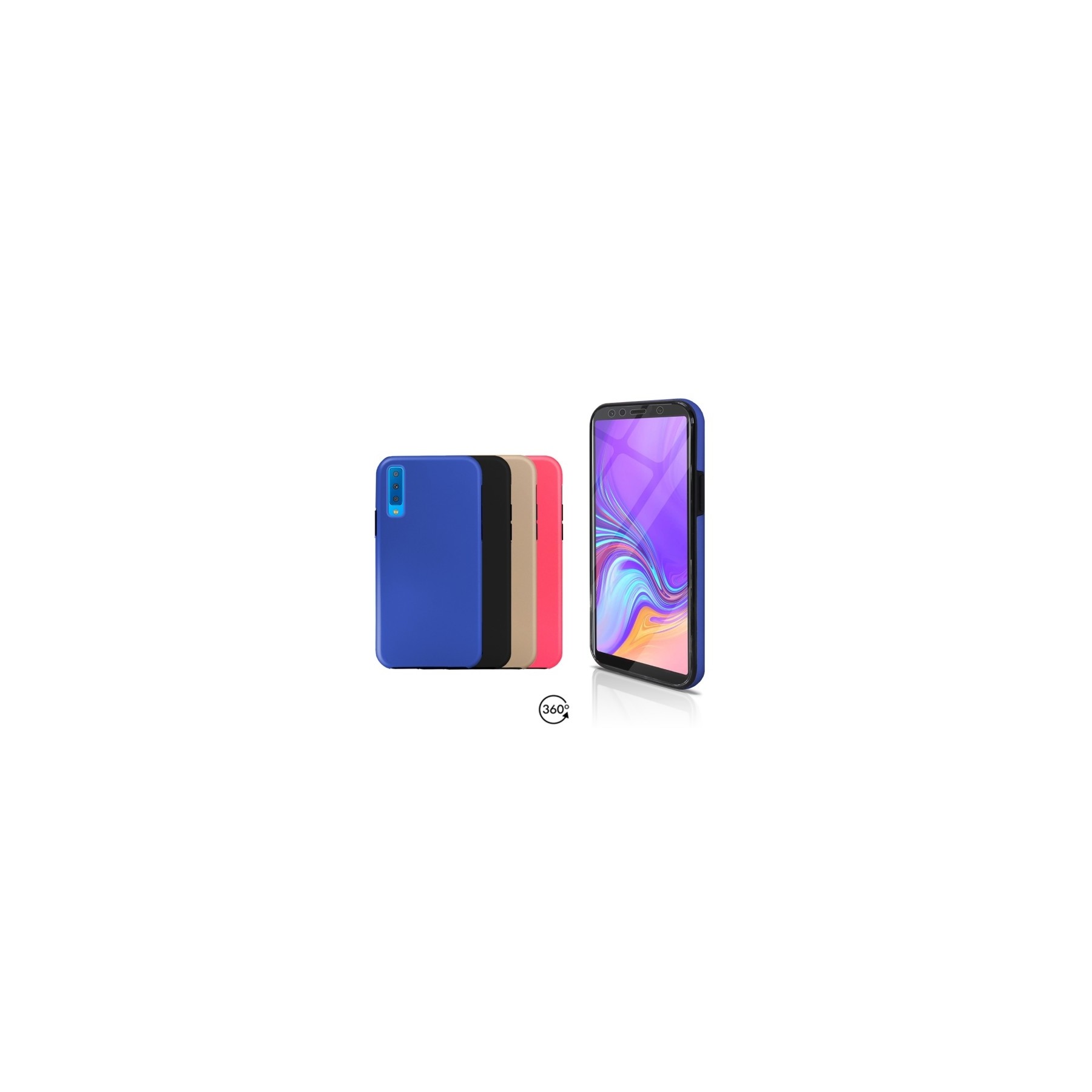 Funda Doble Samsung Galaxy A7 2018 Silicona Delantera y Trasera 360 - 4 Colores