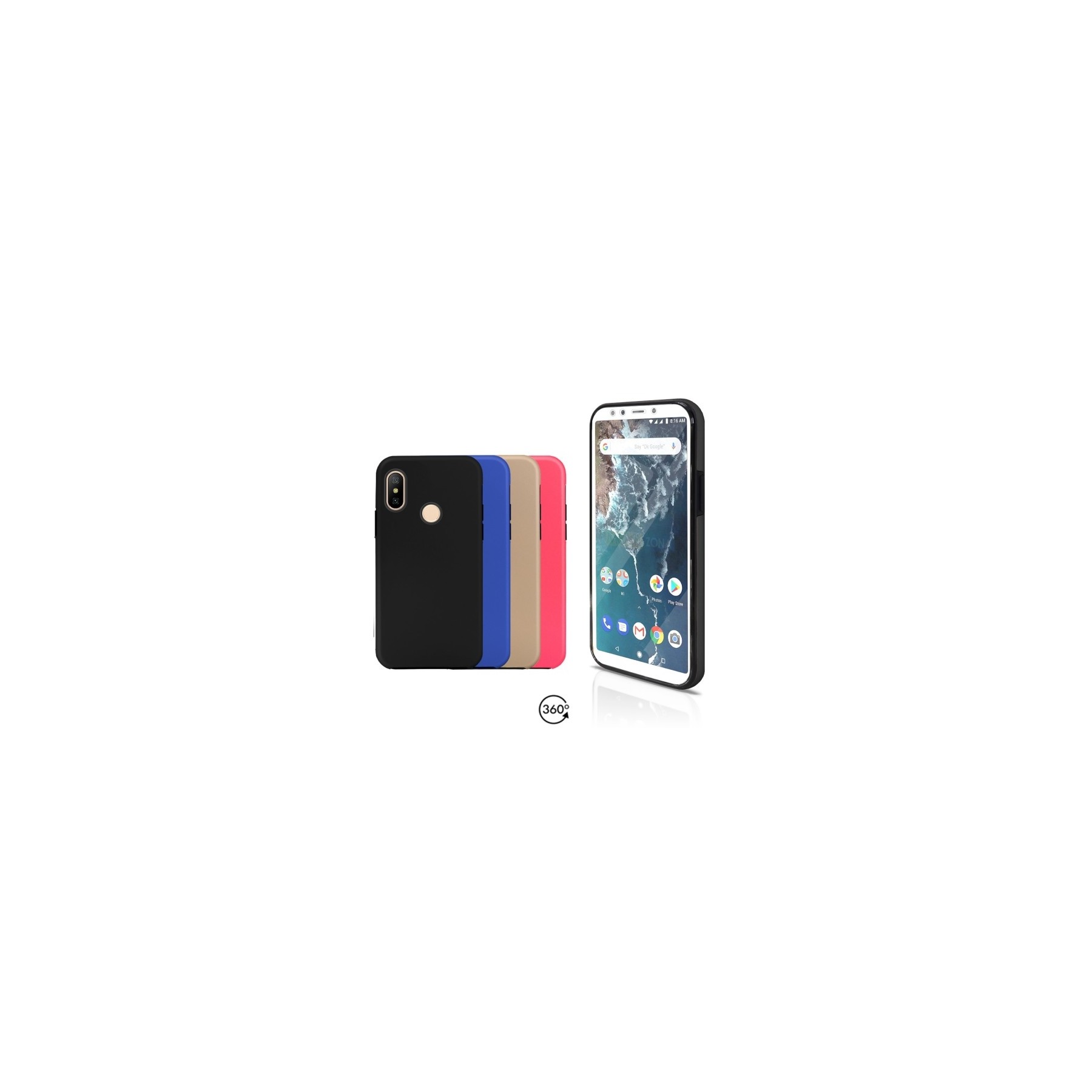 Funda Doble Xiaomi MI A2 / 6X Silicona Delantera y Trasera 360 - 4 Colores