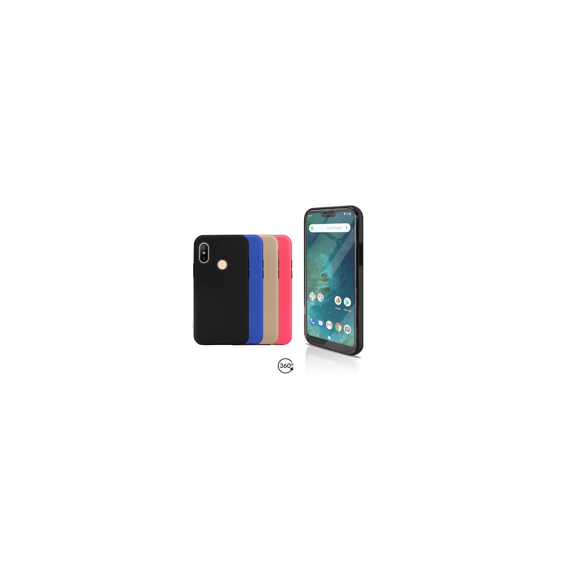 Funda Doble Xiaomi Mi A2 LiteSilicona Delantera y Trasera 360 - 4 Colores