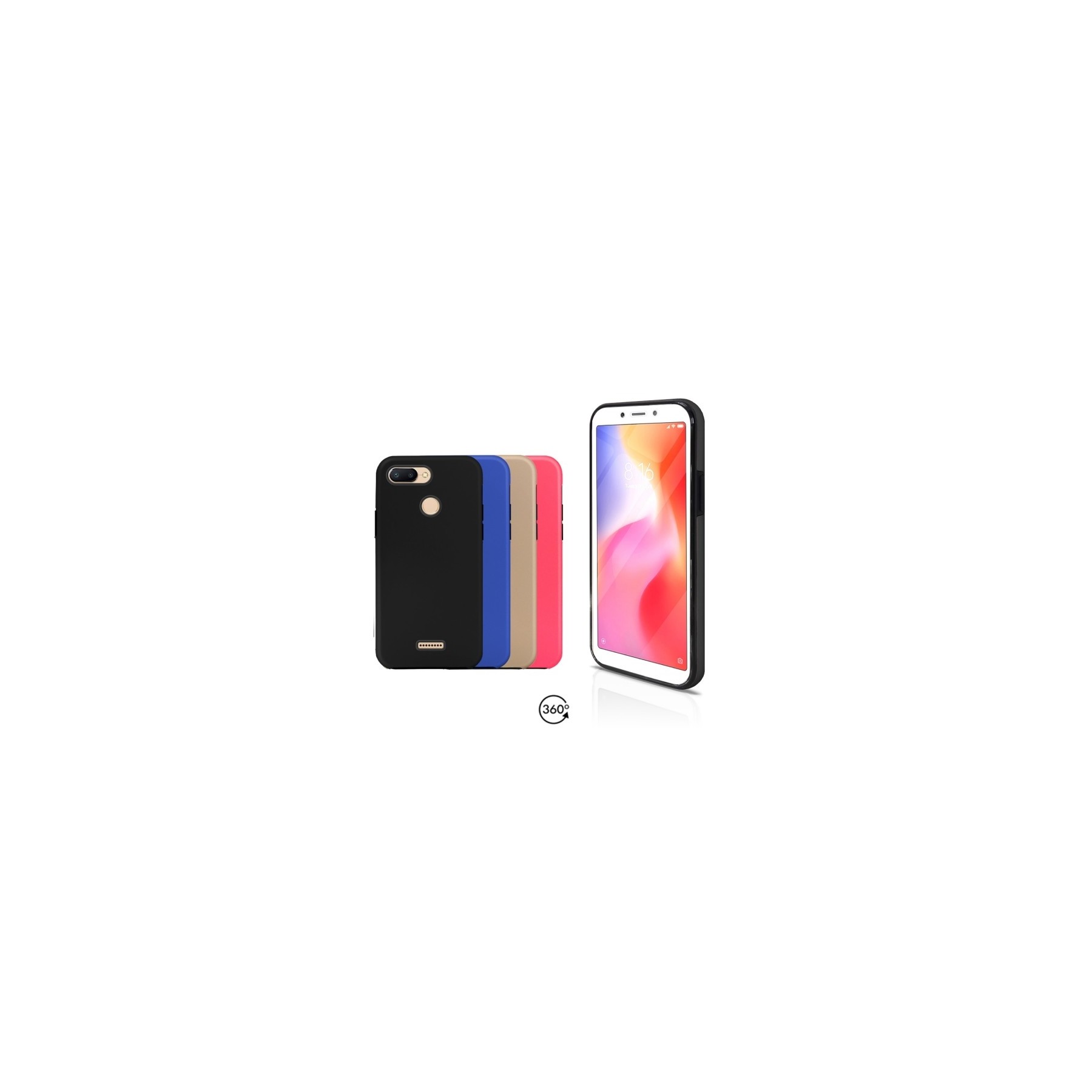 Funda Doble Xiaomi Redmi 6 Silicona Delantera y Trasera 360 - 4 Colores