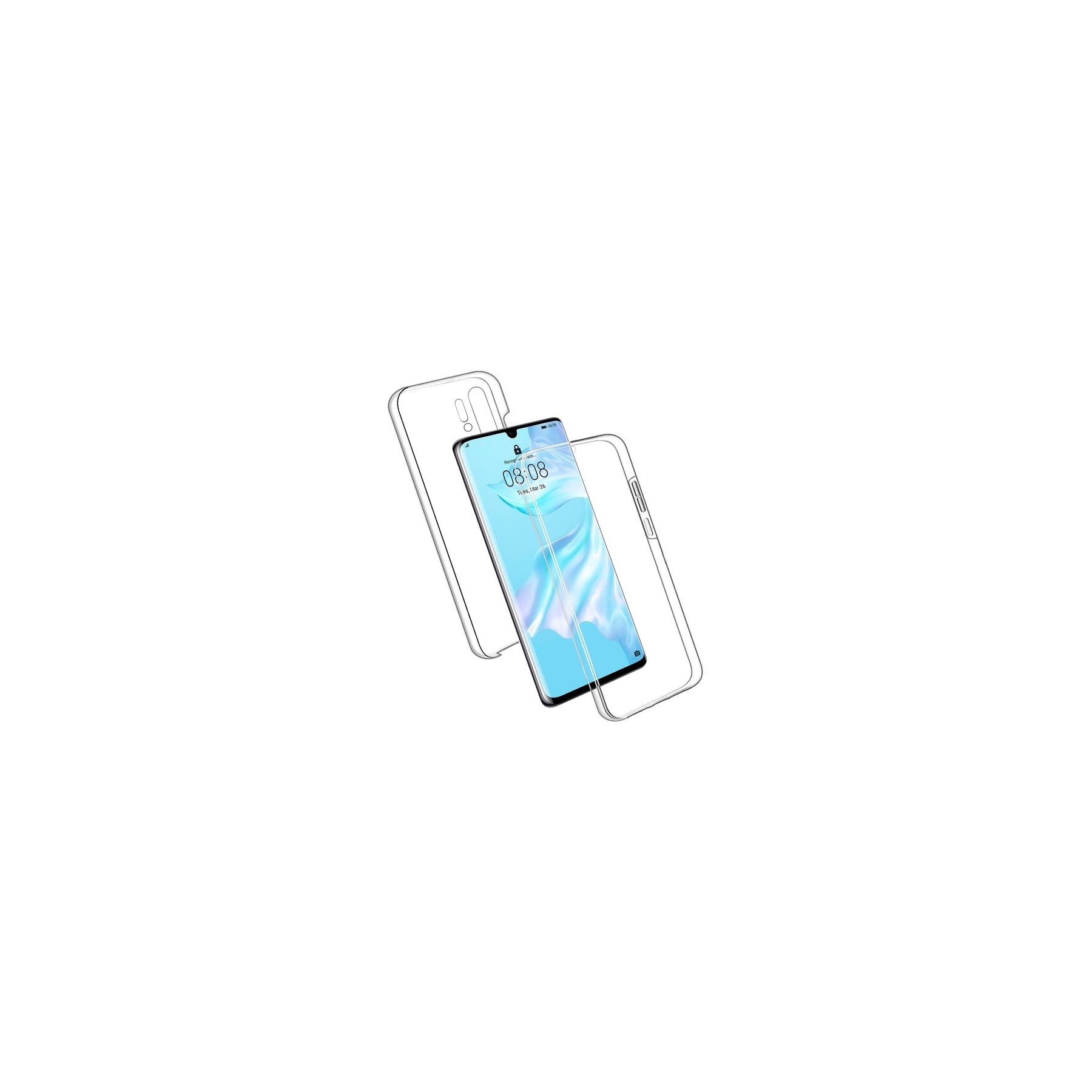 Funda Doble Huawei P30 Pro Silicona Transparente Delantera y Trasera