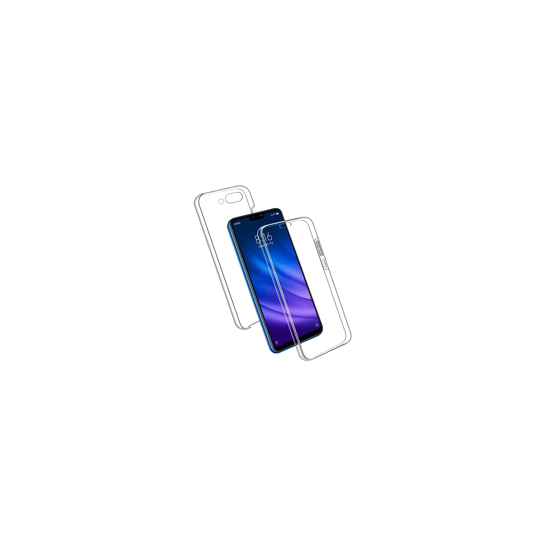 Funda Doble Xiaomi Mi 8 Lite Silicona Transparente Delantera y Trasera