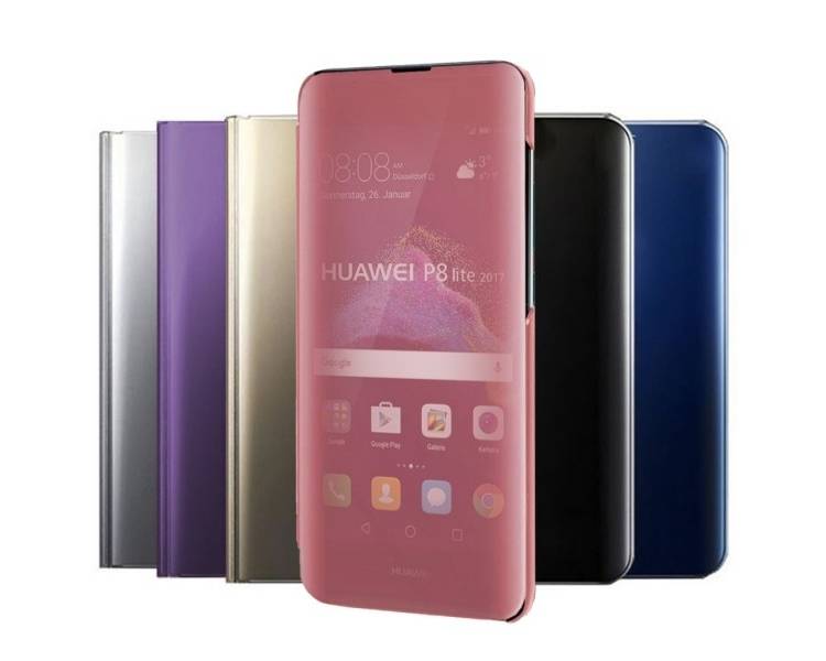 Funda Flip con Stand Huawei P8 Lite 2017 Clear View - 6 Colores